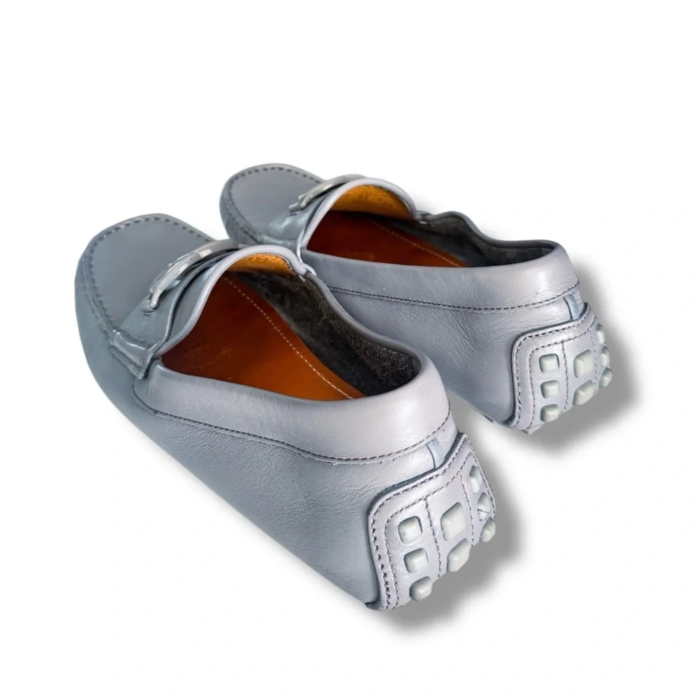 Gucci Grey Leather Interlocking G Drivers Loafers Men’s Size 6.5 / Women’s 8-8.5